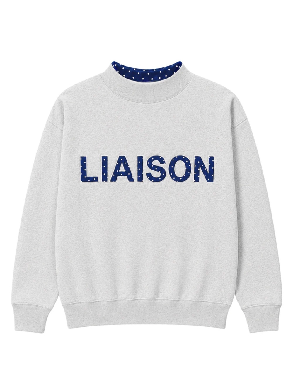 Brand new LIAISON layered mockneck - white & navy polka dots S/M